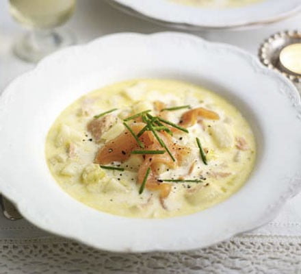 Creamy Smoked Salmon, Leek & Potato Soup