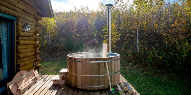 Wood and Stainless-Steel Hot Tub