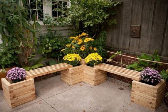 Garden Bench with Planter