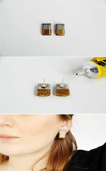 Gold Dipped Concrete Earrings