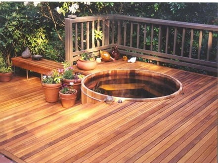 Wooden Hot Tub Deck Idea