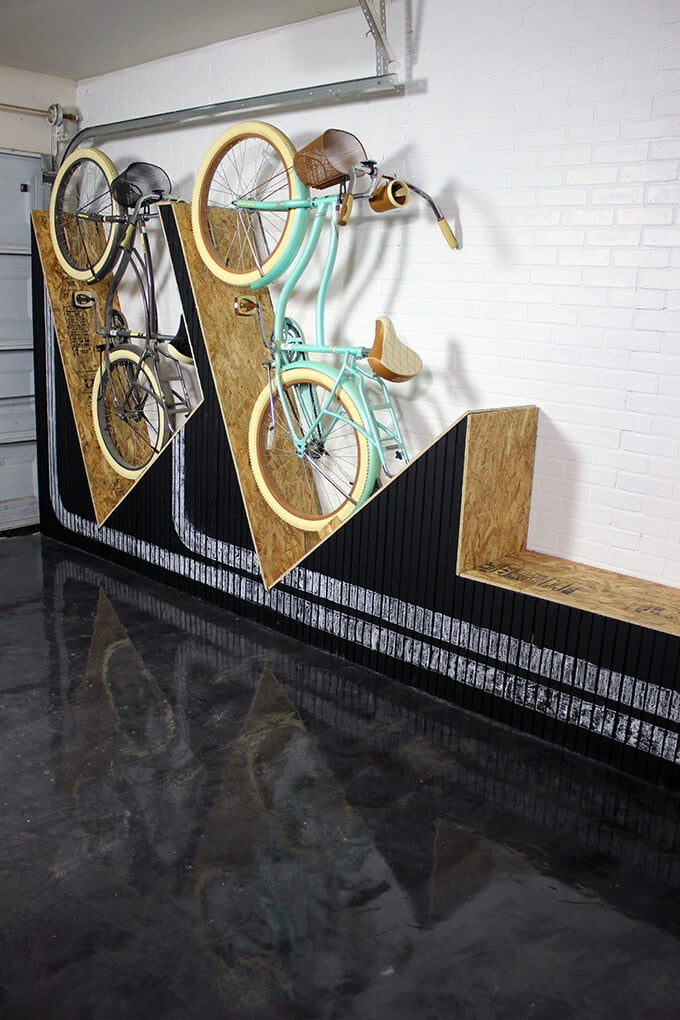 Bike Storage Wall with Bench