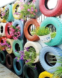 Fencing Using Tire Planters