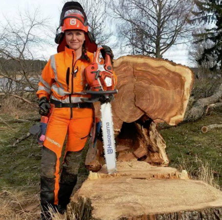 Girl with chainsaw