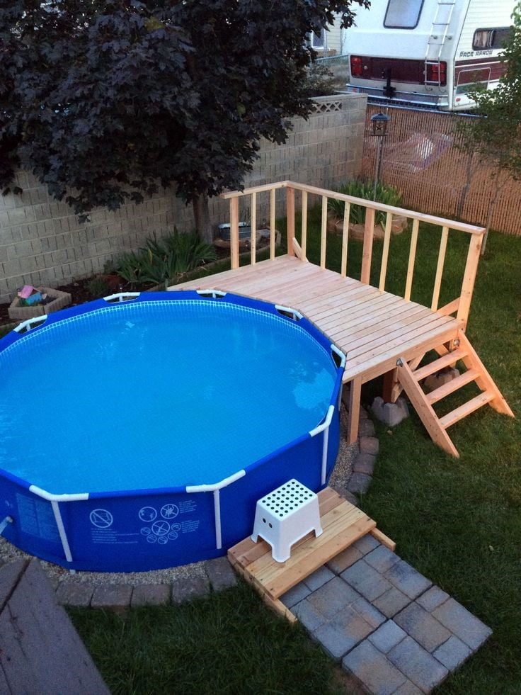 Portable Above Ground Pool with Small Deck