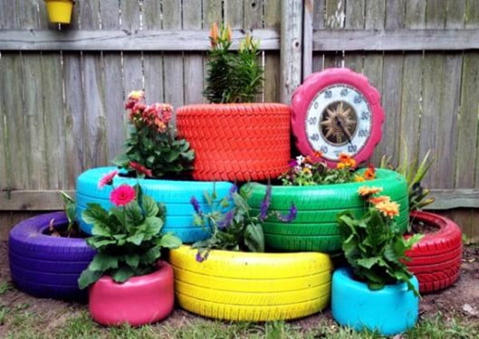 Stacked Garden Tire Planters