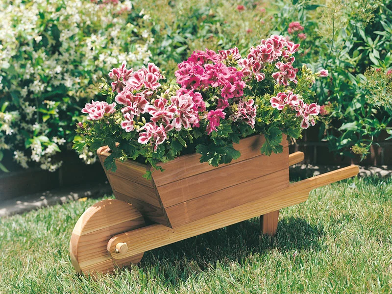 A Custom-Built Wheelbarrow with Pink Posies
