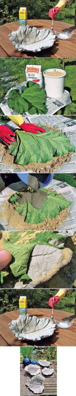 Concrete Birdbath: Leaf Design