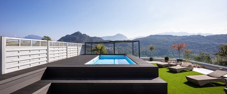 An above ground pool deck in the modern style_Netluxury