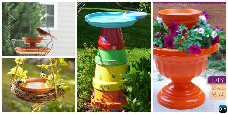 Flowerpot Bird Bath Tower