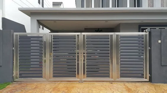 Modern Exterior Along with Plate Steel Gate