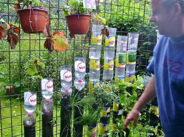 Recycled Bottle Tower Garden