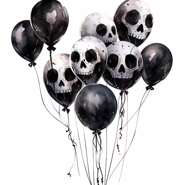 Black Orbs with Skulls balloon