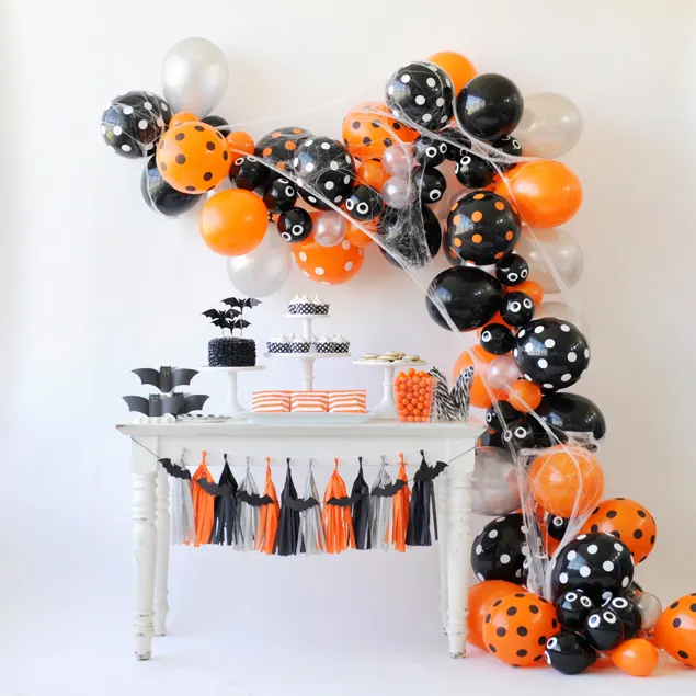Vibrant Halloween party with festive balloons