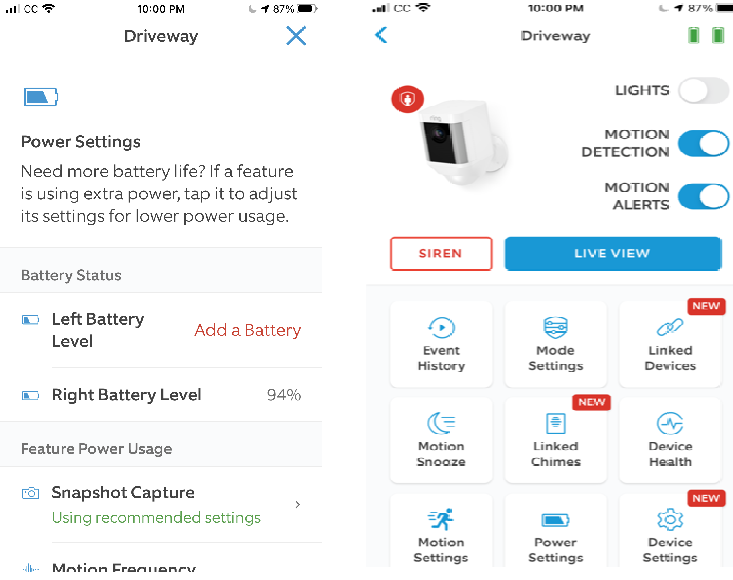 Check and Manage Battery Power Usage in The Ring Spotlight Camera