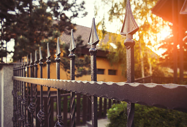 Nice wrought iron fence in afternoon backlight.