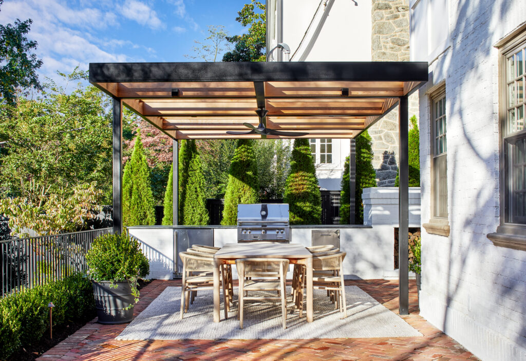 Gas Grilling Under Pergola Covered Cooking Decks