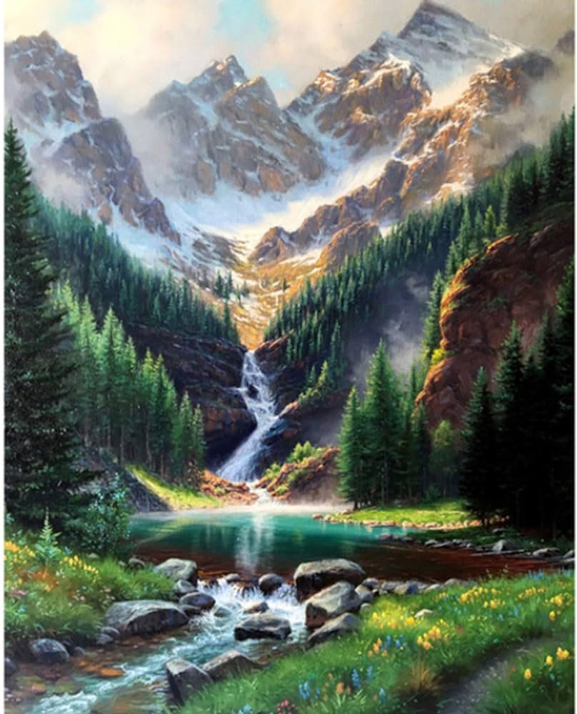 How to Paint Snow in a Waterfall Landscape?