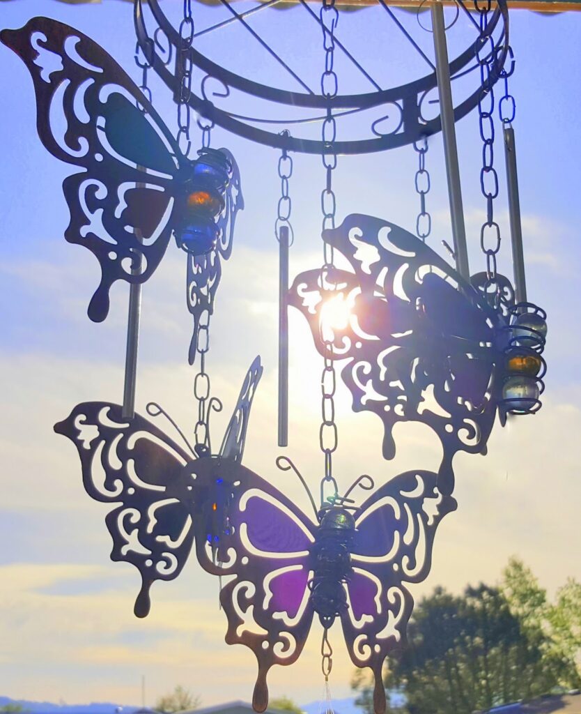 Teal Butterfly Wind Chime